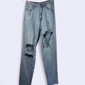 Vigoss Billie ’90s Jeans Distressed High Rise Straight Leg